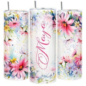 Custom Personalized Daisy Daisies Floral Flowers 20oz Tumbler Travel Insulated